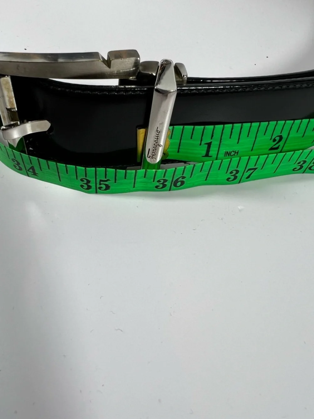 Salvatore Ferragamo Black Leather Belt Silver Buckle Made Italy